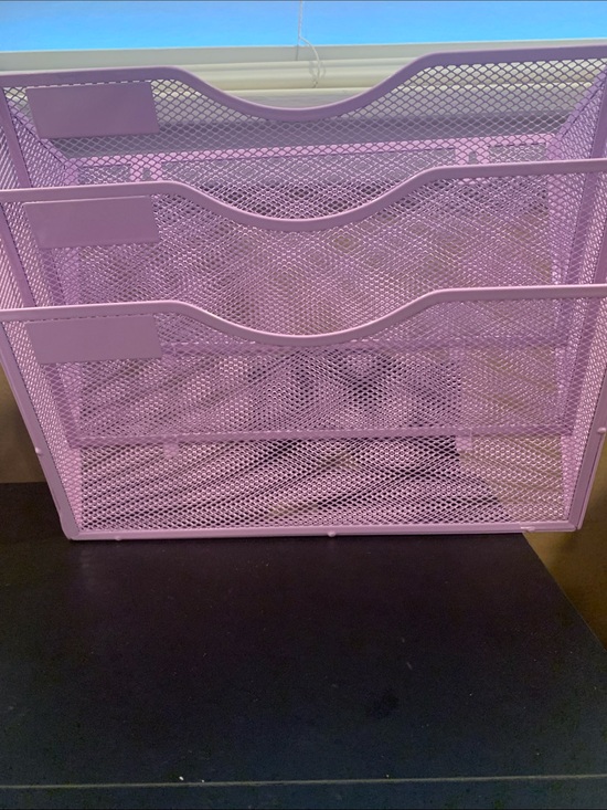 Source Unknown Other - Lavender Metal Mesh 3-Tier File Sorter
